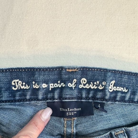 Levi’s 522 Ultra Low Boot Cut Jeans Distressed Pre-Loved Size 4/27 Relaxed Fit - Picture 6 of 10